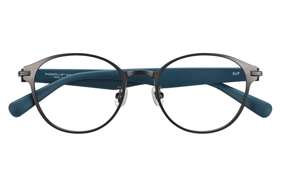 ラバーテンプルが特徴のボストン型メガネ