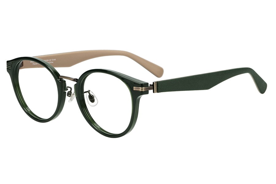 ラバーテンプルが特徴のボストン型メガネ