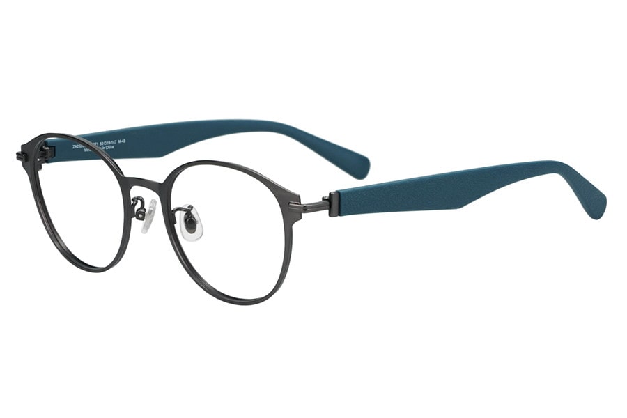 ラバーテンプルが特徴のボストン型メガネ