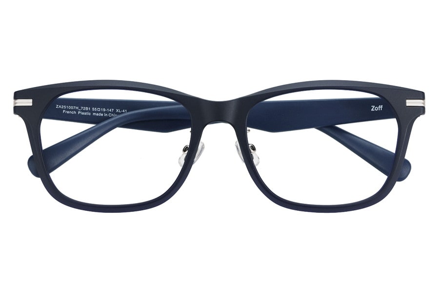 ラバーテンプルが特徴のウェリントン型メガネ