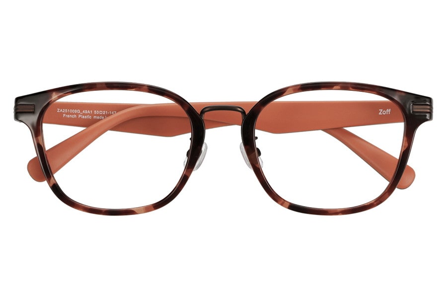 ラバーテンプルが特徴のウェリントン型メガネ