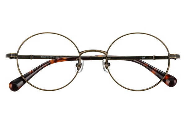 zoff メガネ 顔なじみの良い快適なかけ心地のボストン型メガネ ゴールド 細縁 顔なじみの良い快適なかけ心地のボストン型メガネ（ZA232008