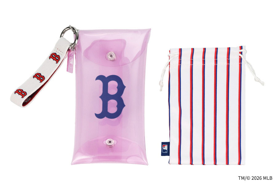 WEB限定価格]Zoff｜MLB 巾着付きクリアメガネケース(ボストン レッド