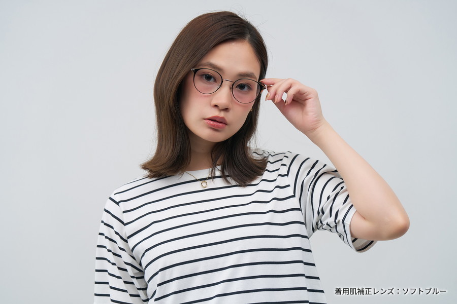 中顔面短縮メガネ Zoff ZK192001BG 43E1 度あり 目元に華やかさをプラスするメタルフレーム/CLASSIC[中顔面短縮みえ