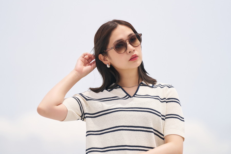 SEACHANGE CRAFT カホン　サンセット　2トーン　ステッカー付 洗練された印象のボストン型サングラス/SUNCUTGlasses/UV100%CUT