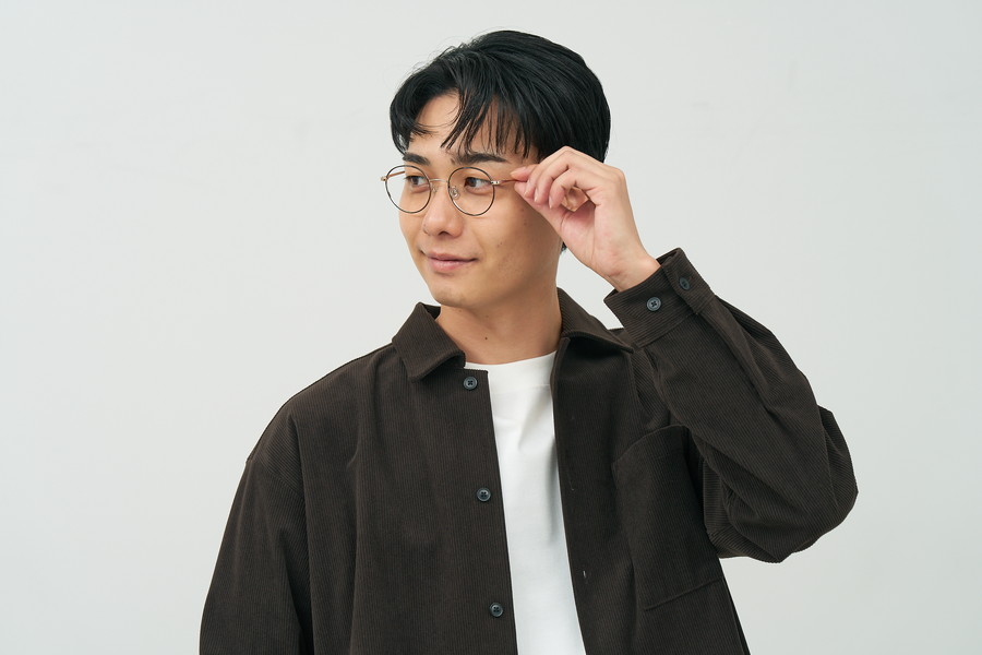 小さめサイズのボストン型メタルフレーム[中顔面短縮みえメガネ