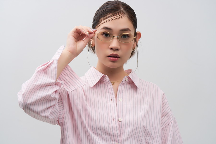 SUNCUTGlasses/トレンドのオーバル型メタルサングラス（ZY262G02-56F1