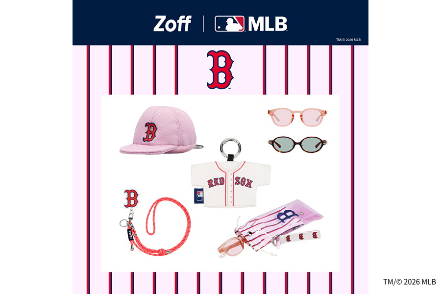 WEB限定価格]Zoff｜MLB 巾着付きクリアメガネケース(ボストン レッド