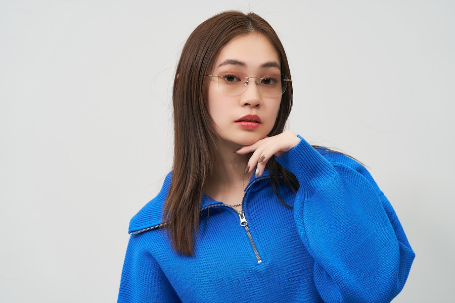 SUNCUTGlasses/トレンドのリムレス ウェリントン型サングラス