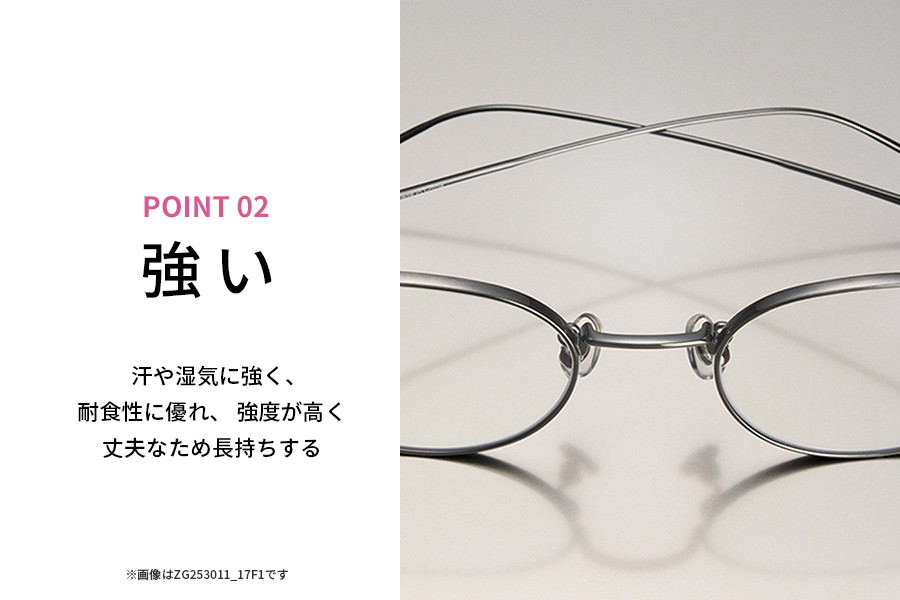 大きめサイズが特徴のウェリントン型チタンフレーム（ZF253004-56F1