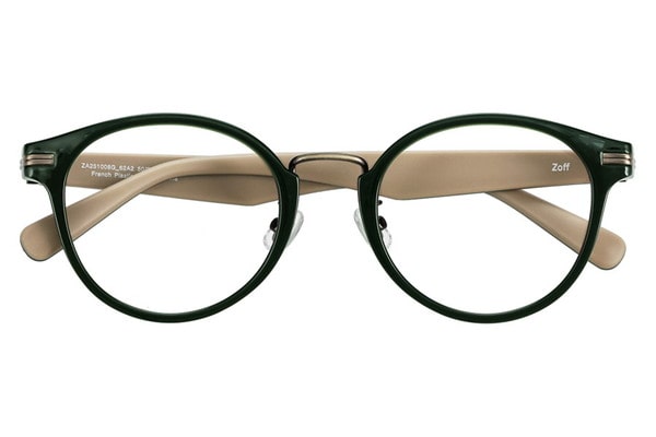 ラバーテンプルが特徴のボストン型メガネ