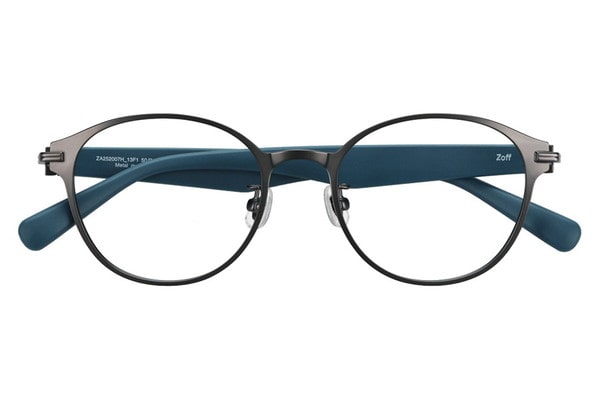 ラバーテンプルが特徴のボストン型メガネ	