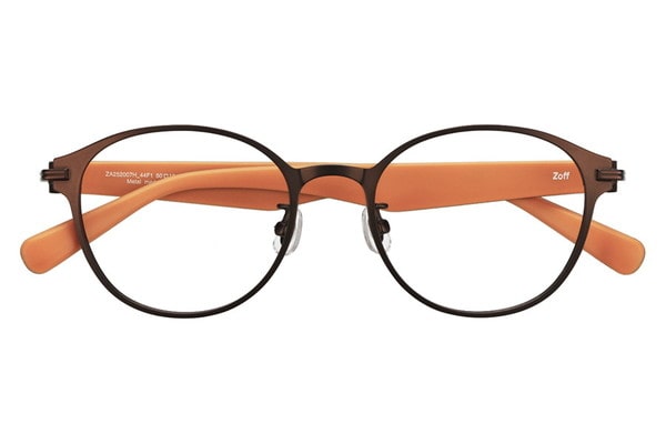 ラバーテンプルが特徴のボストン型メガネ	